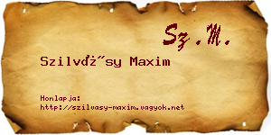 Szilvásy Maxim névjegykártya